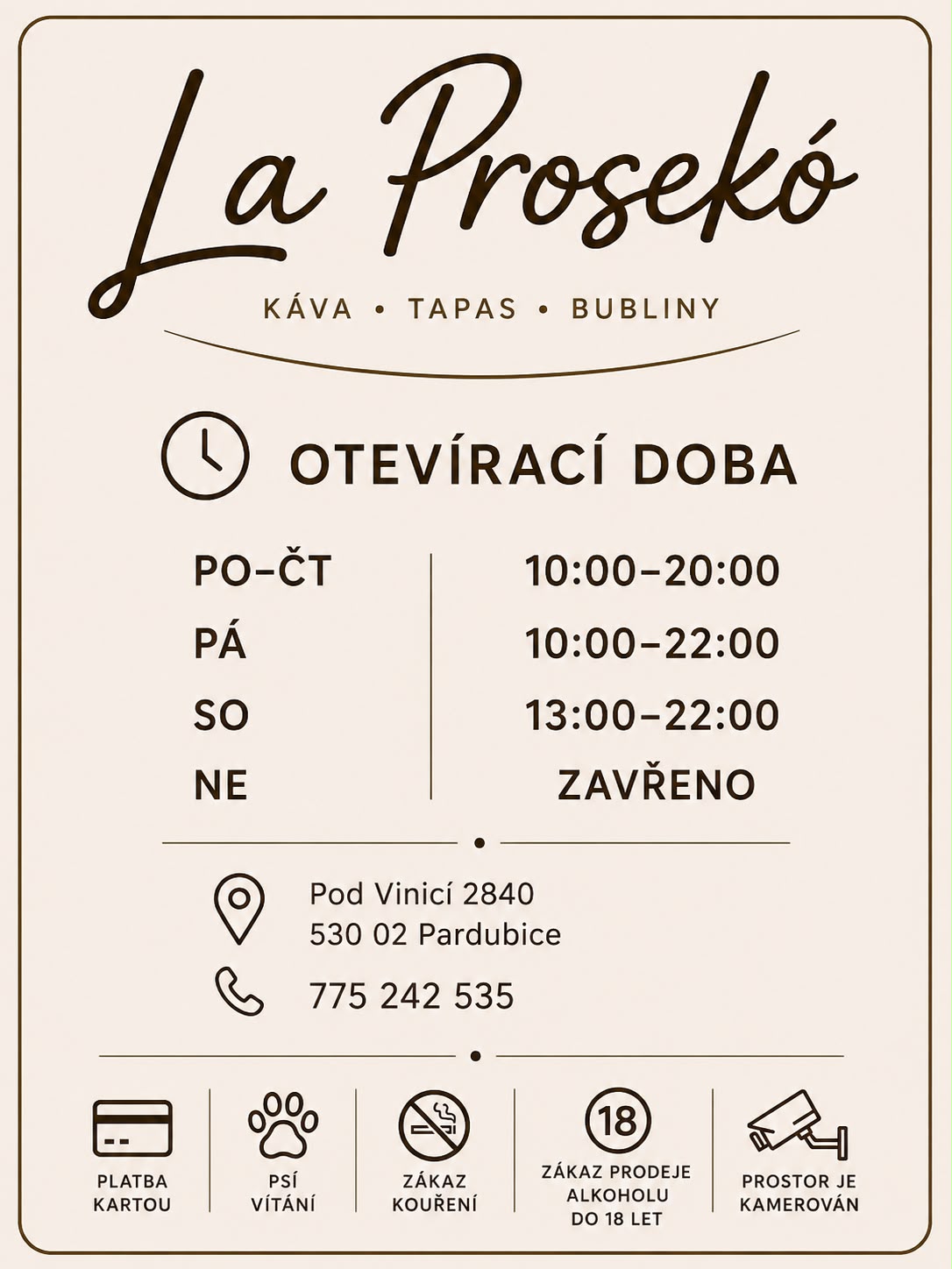 LaProseko otevírací doba